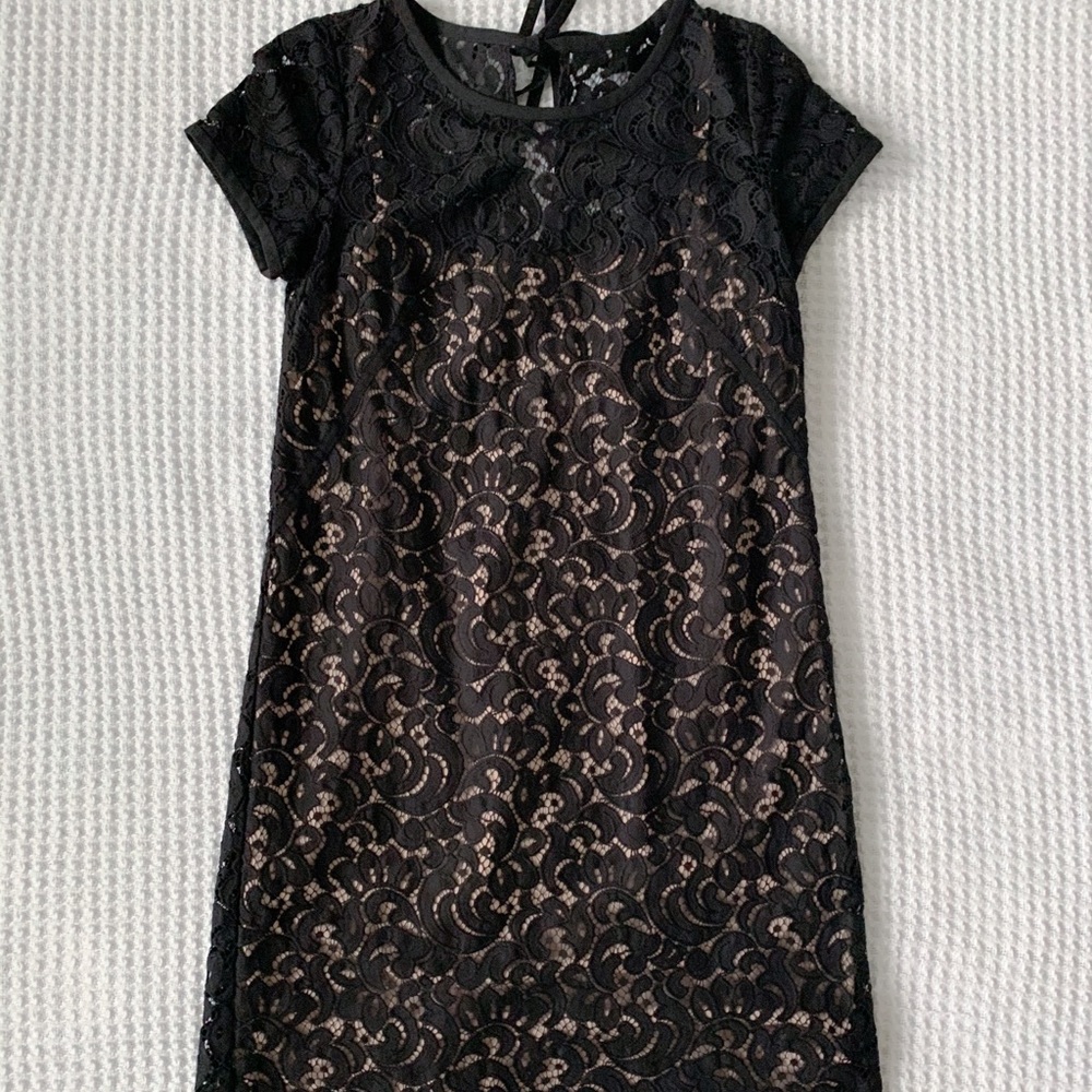 Black lace sheath dress